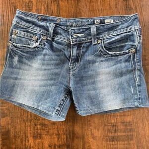 Miss Me Distressed Blue Jean Shorts